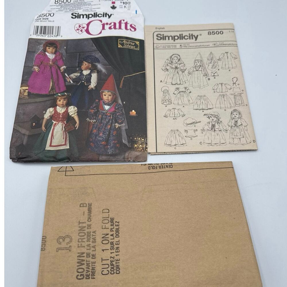 Simplicity 8500 Sewing Pattern Plus Fabric Notions for 18" doll / American Girl